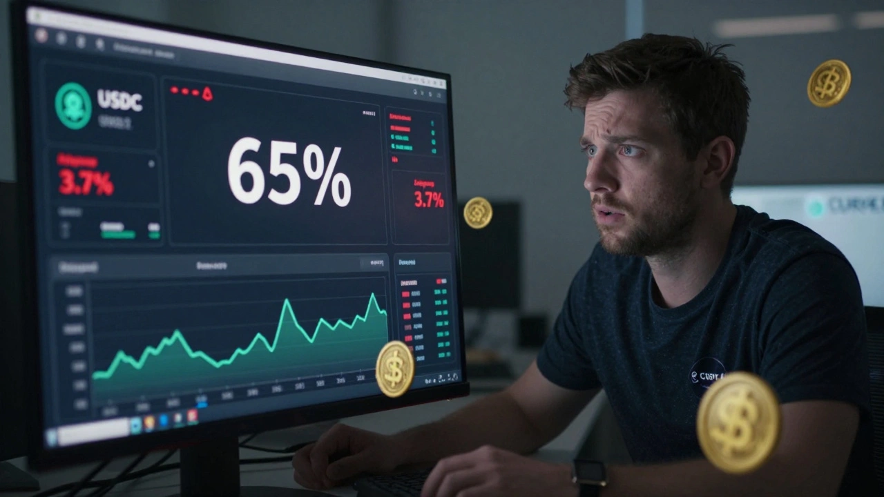 A liquidity provider watches a crisis unfold as one stablecoin dominates a pool and slippage spikes dangerously.