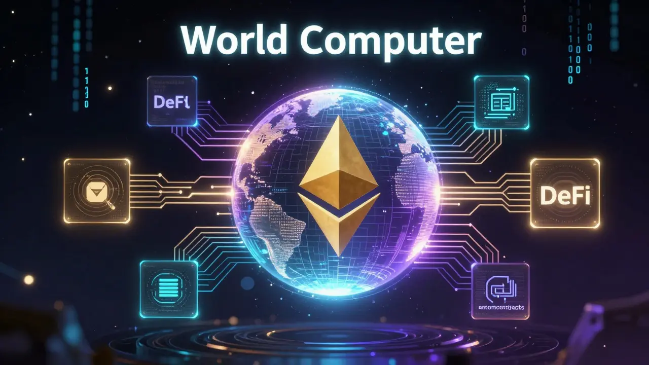 Holographic representation of Ethereum as a world computer with interconnected smart contracts