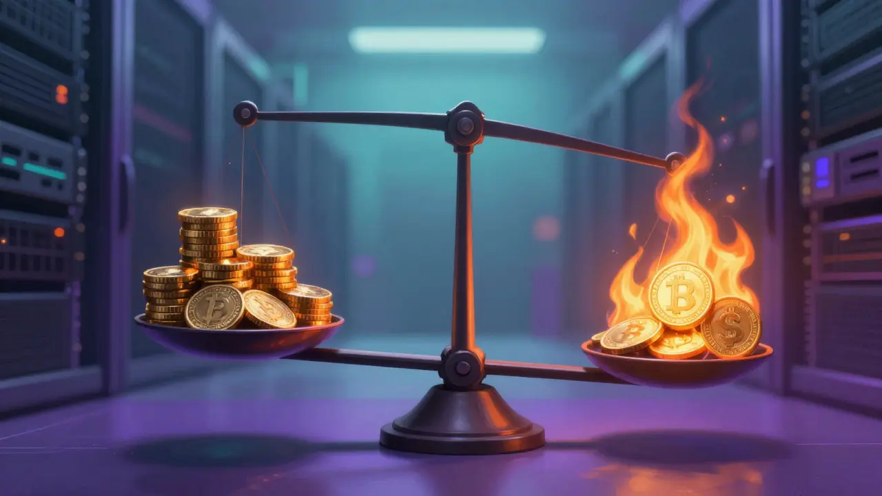 Balancing scale of shrinking rewards and burning fees