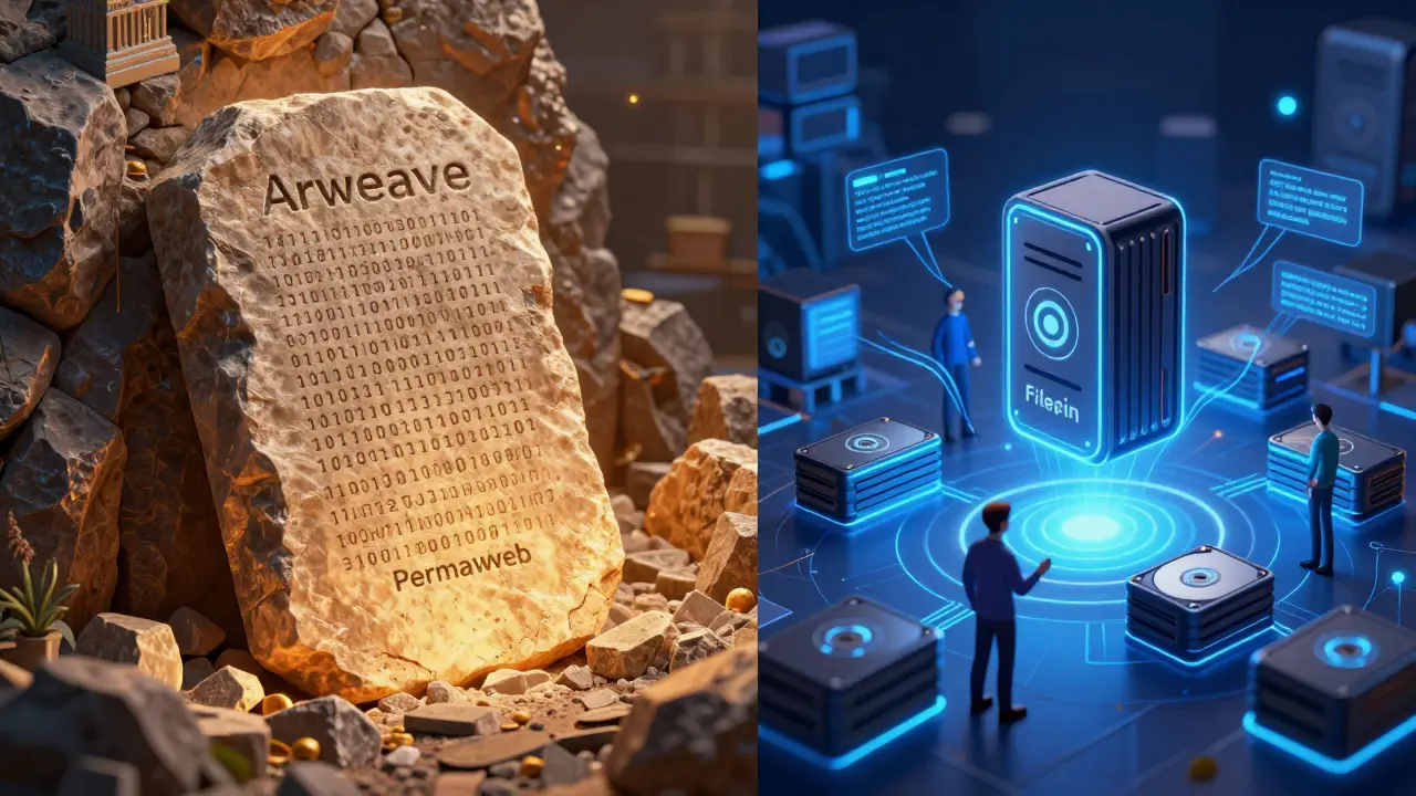 Contrast between permanent stone archive and flexible storage market