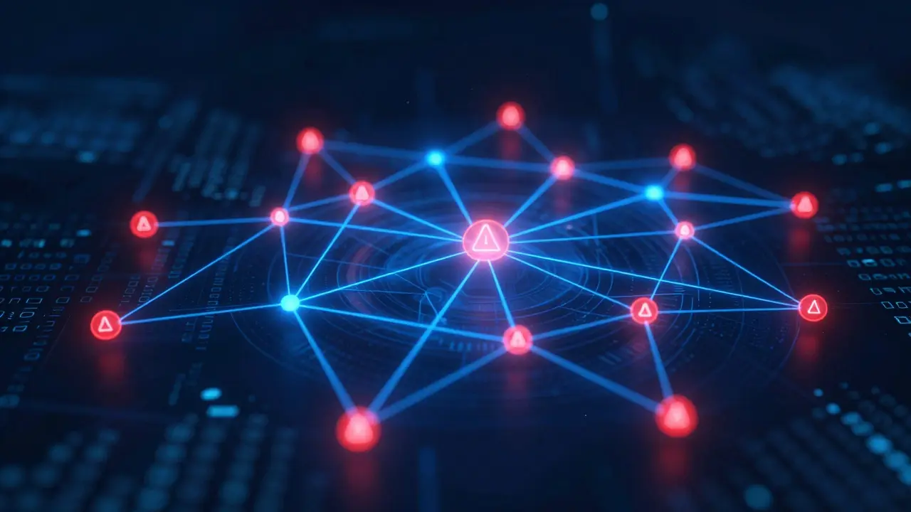 Digital network map highlighting suspicious crypto transactions