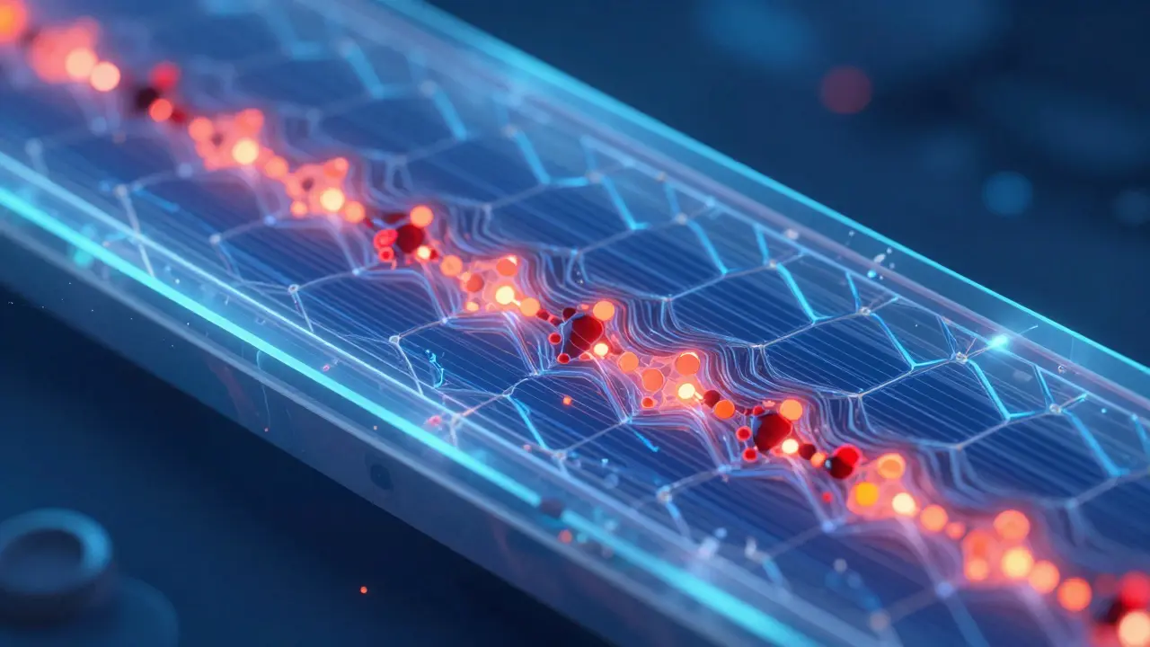 Microscopic view of solar cell damage from radiation and atomic oxygen