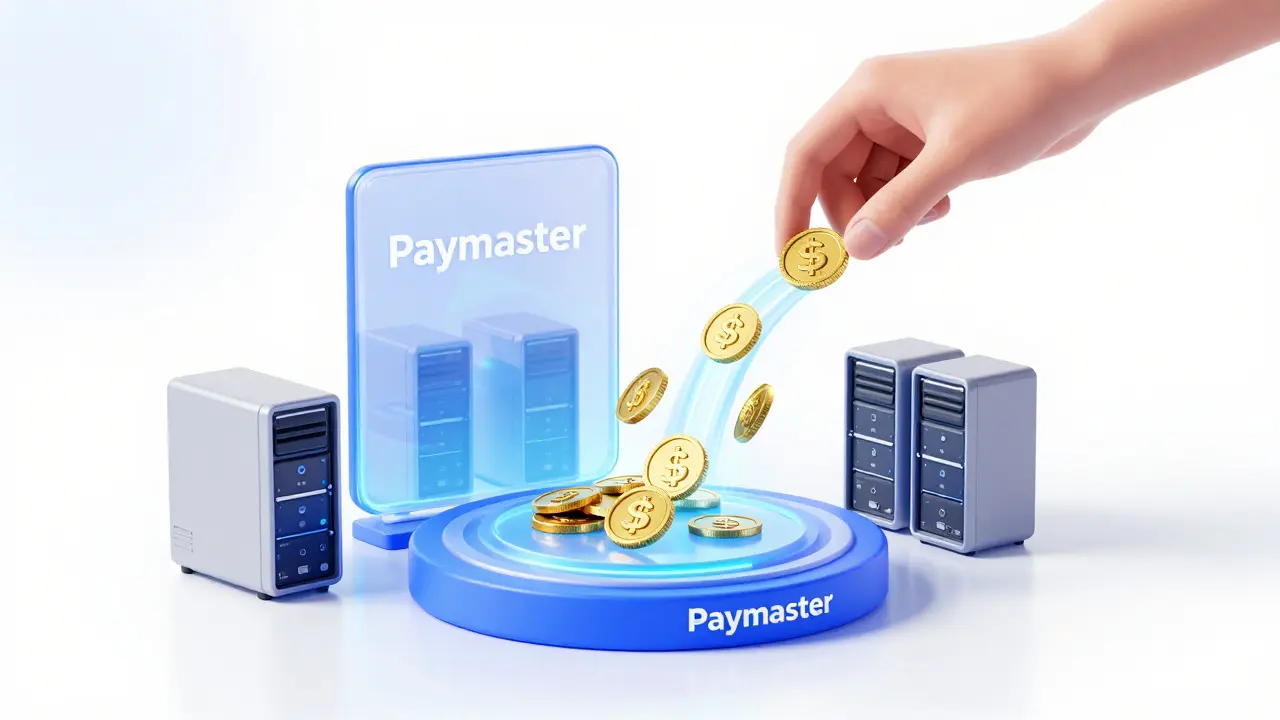 USDC converting to ETH via paymaster smart contract for seamless gas payment