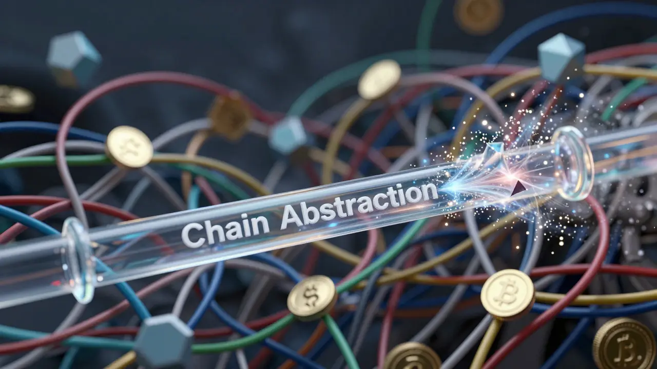 Abstract visualization of chain abstraction simplifying crypto