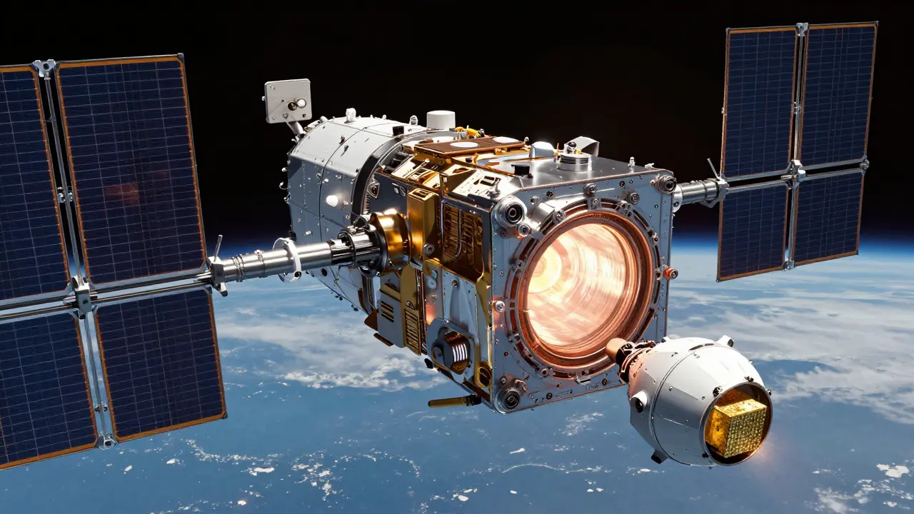 Autonomous satellite factory producing chips in orbit