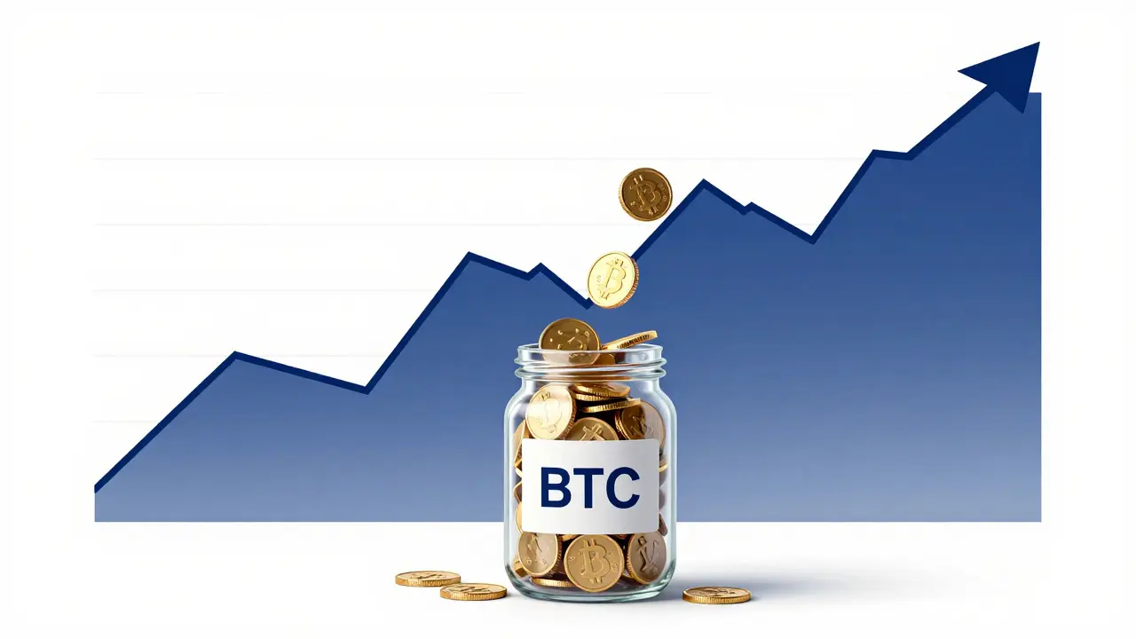 Coins flowing steadily into a jar amidst a chaotic market graph