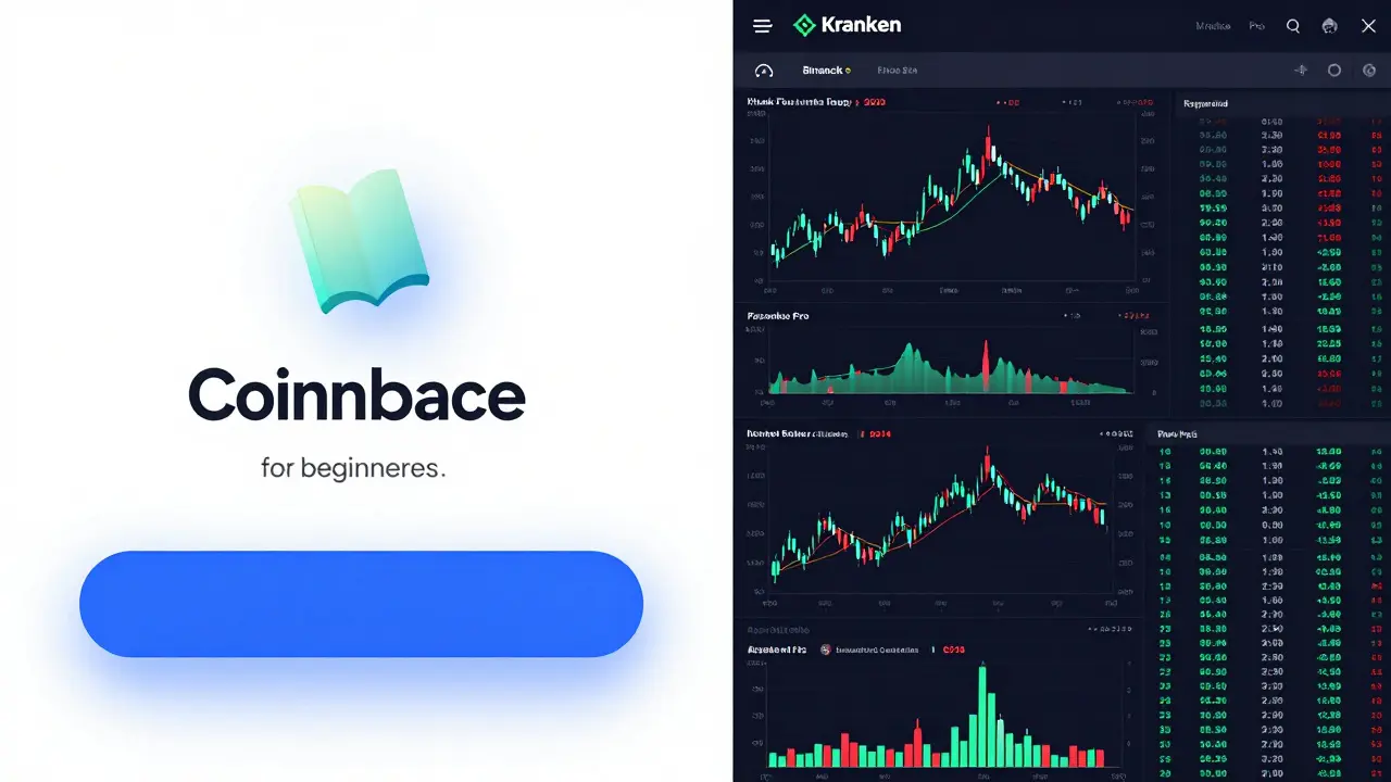 Split screen showing simple beginner interface vs complex advanced trading dashboard.