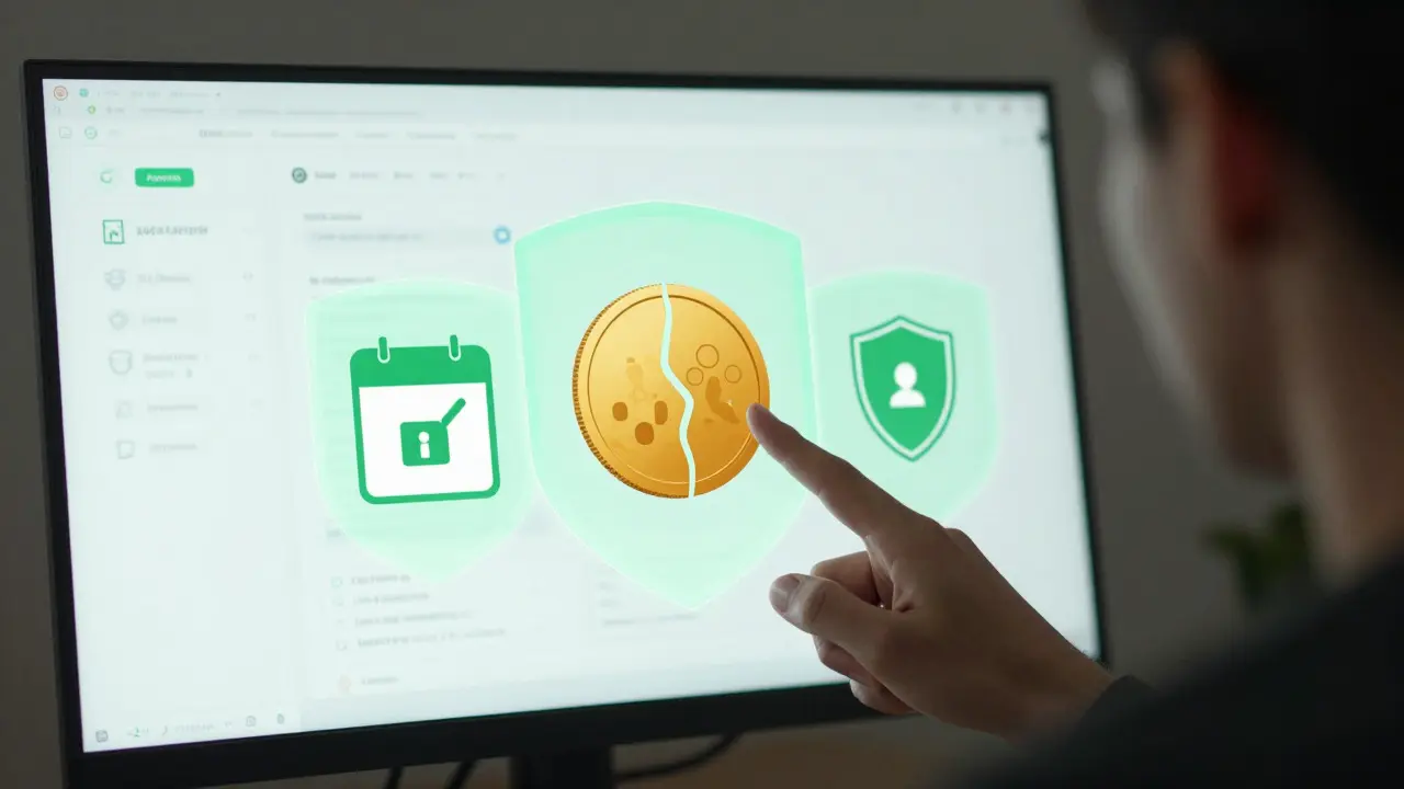 Cybersecurity dashboard showing asset protection and verification steps