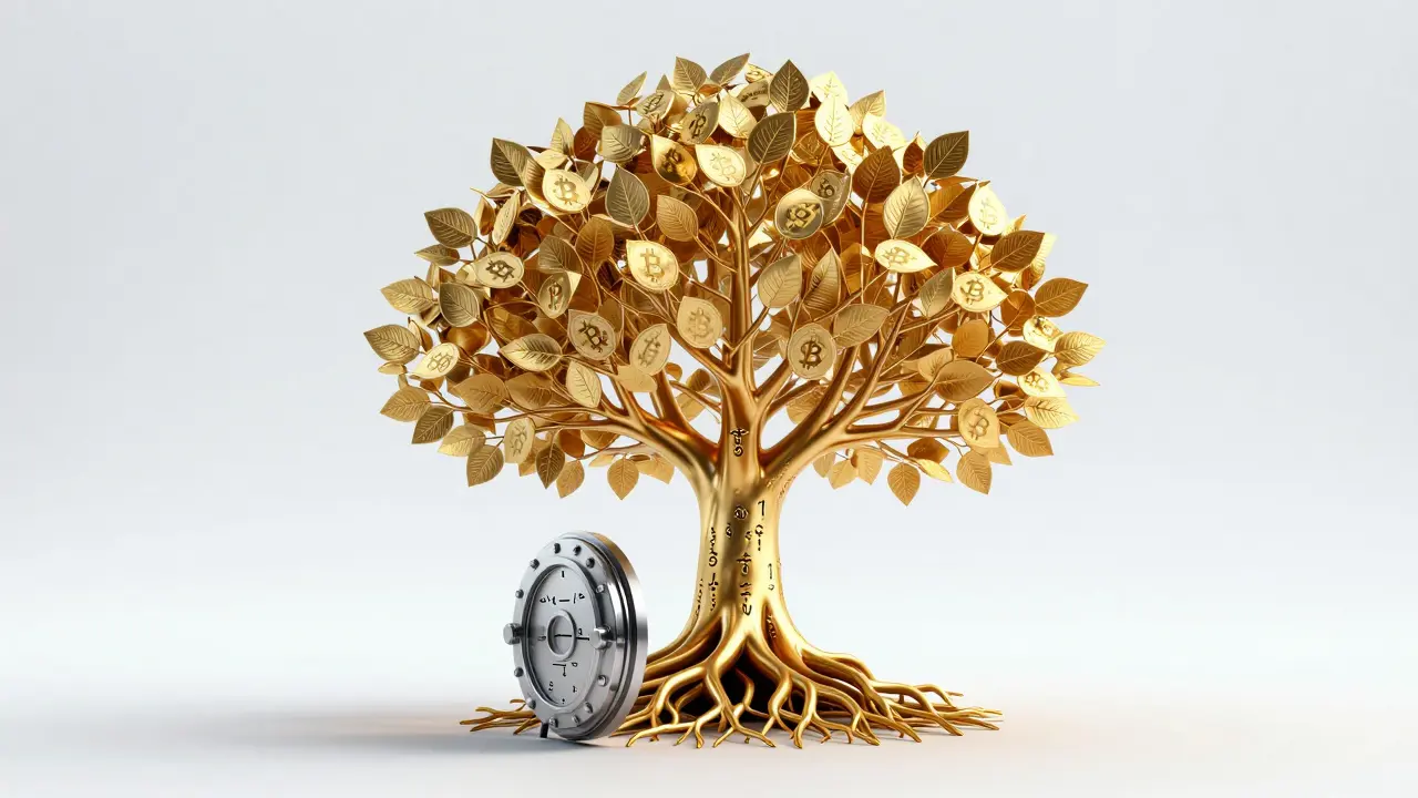 Golden tree metaphor for HD wallet derivation from seed