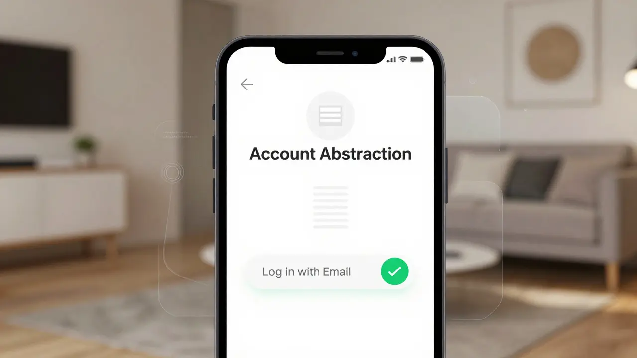 Smartphone showing simple email login, removing crypto wallet complexity