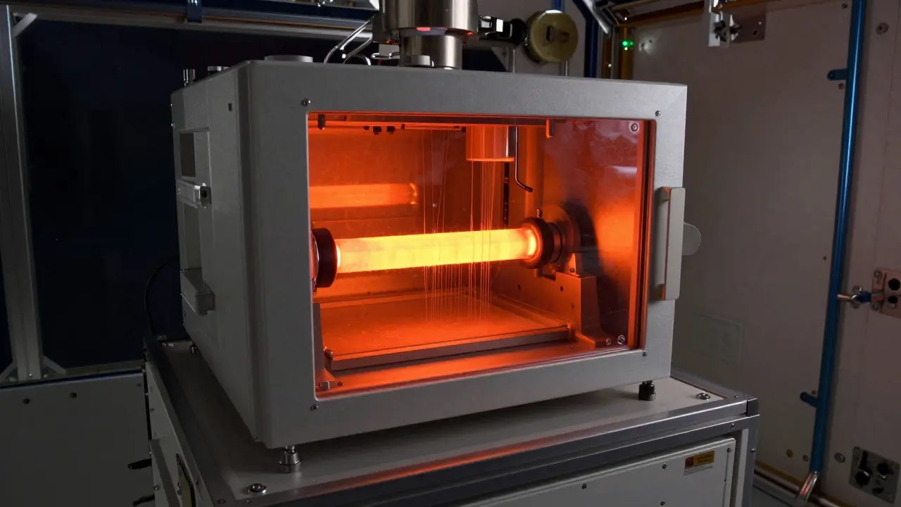 Automated fiber drawing machine operating in microgravity on ISS