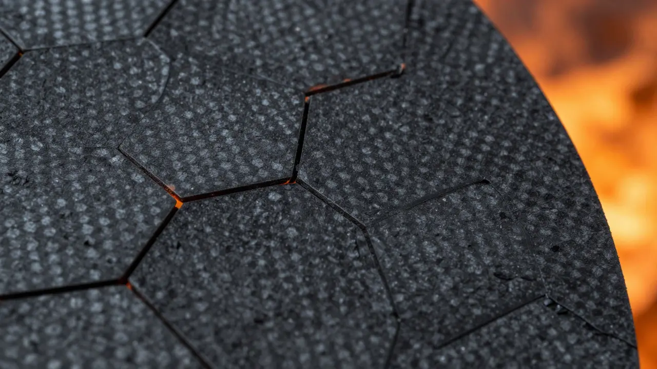 Close-up of PICA heat shield tiles showing texture and ablation details