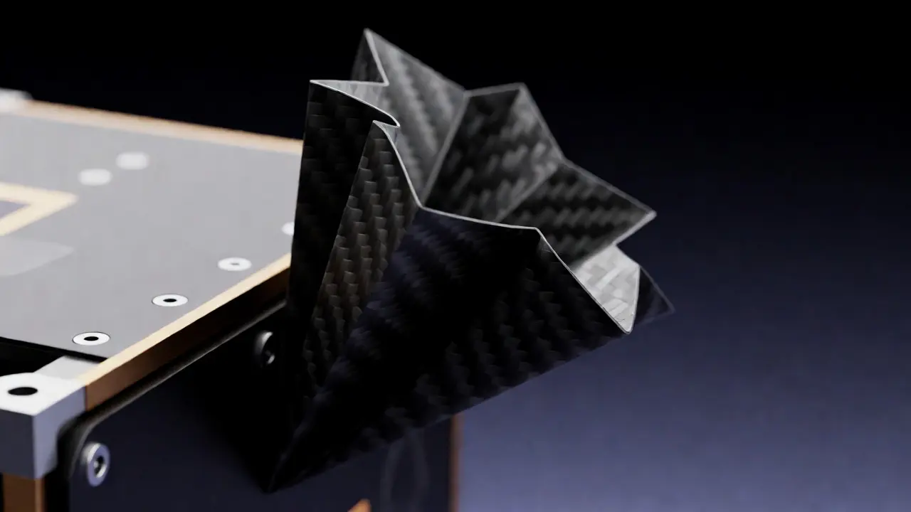 Origami-style carbon fiber antenna on a CubeSat