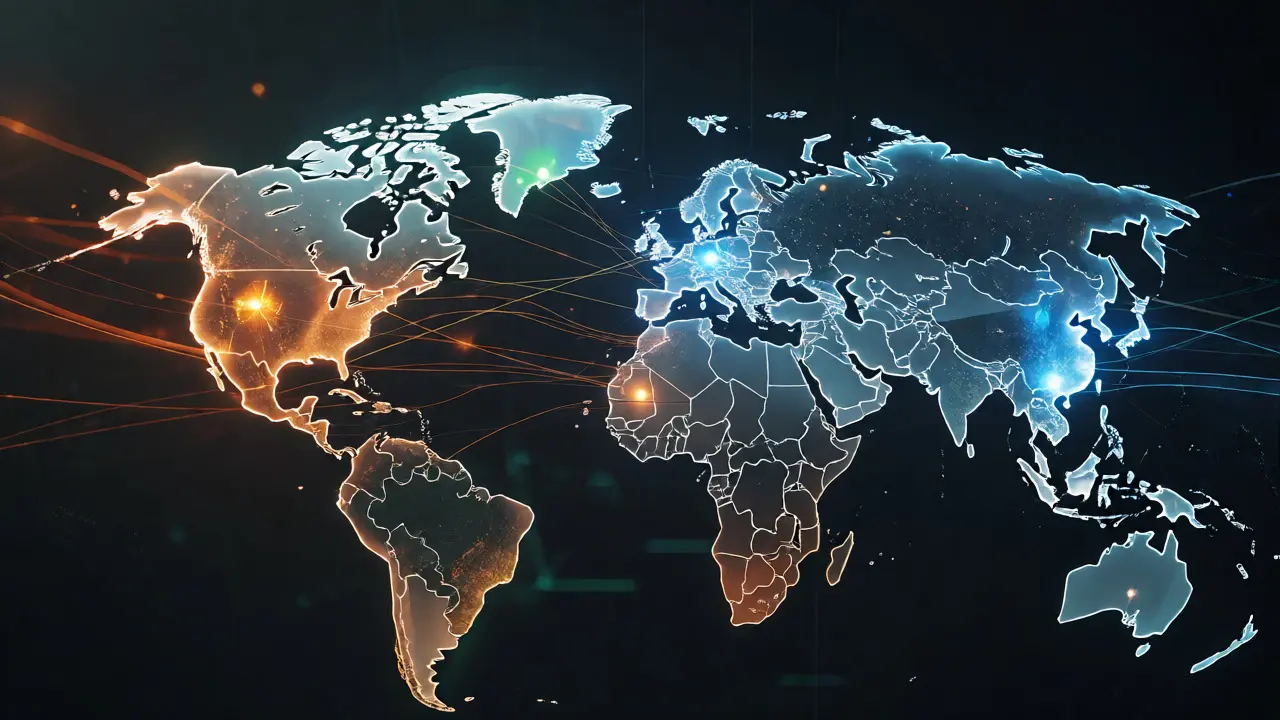 Abstract globe showing global CBDC adoption networks