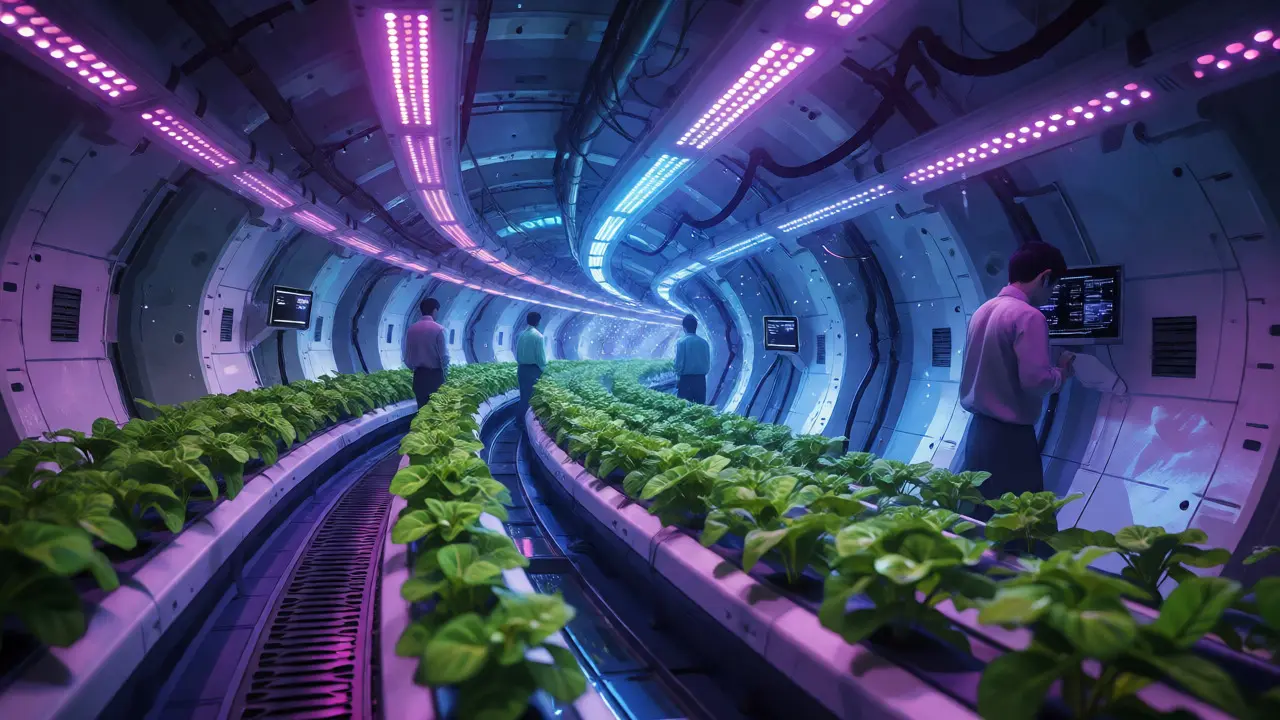 Hydroponic farm inside a multi-generational space ark
