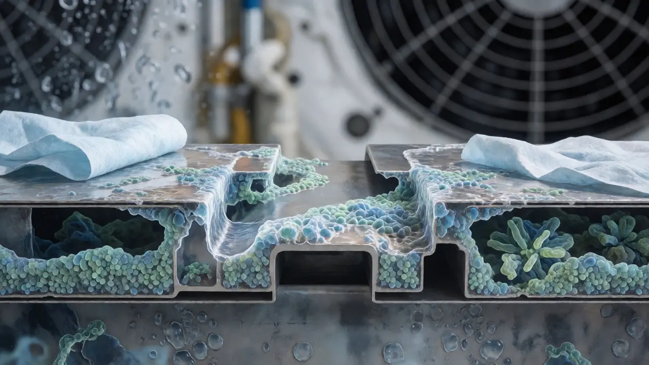 Microscopic view of biofilms on space station surfaces