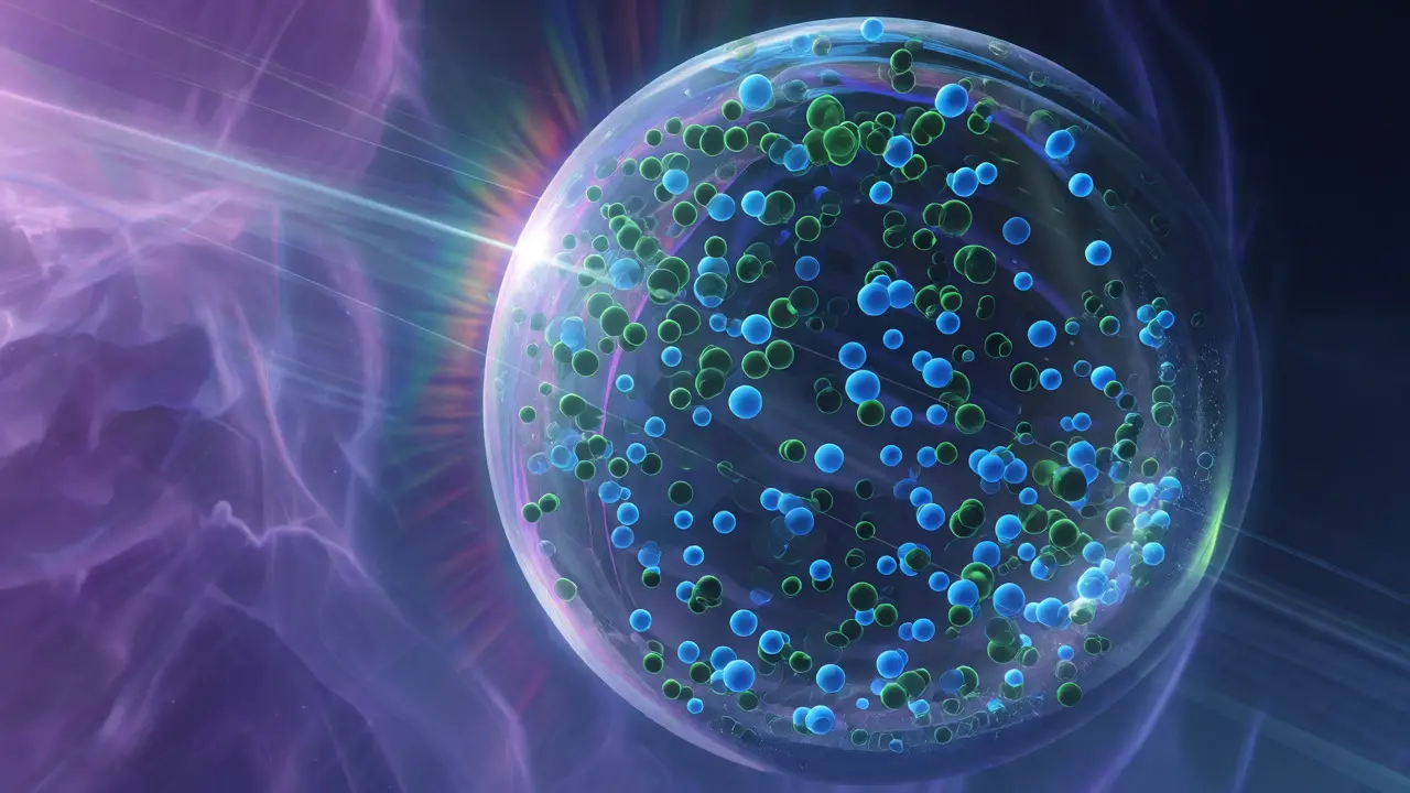 Abstract visualization of oxygen and methane coexisting in an exoplanet atmosphere