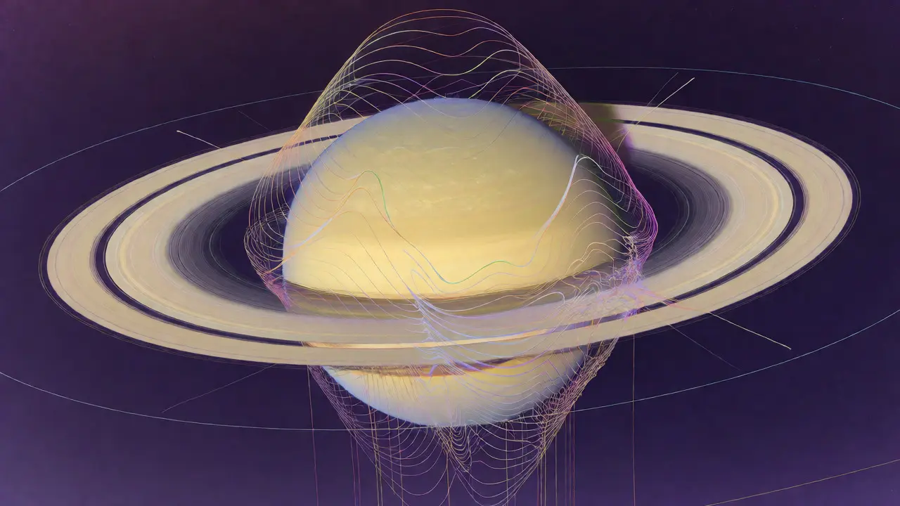 Abstract visualization of Saturn's gravity field contours