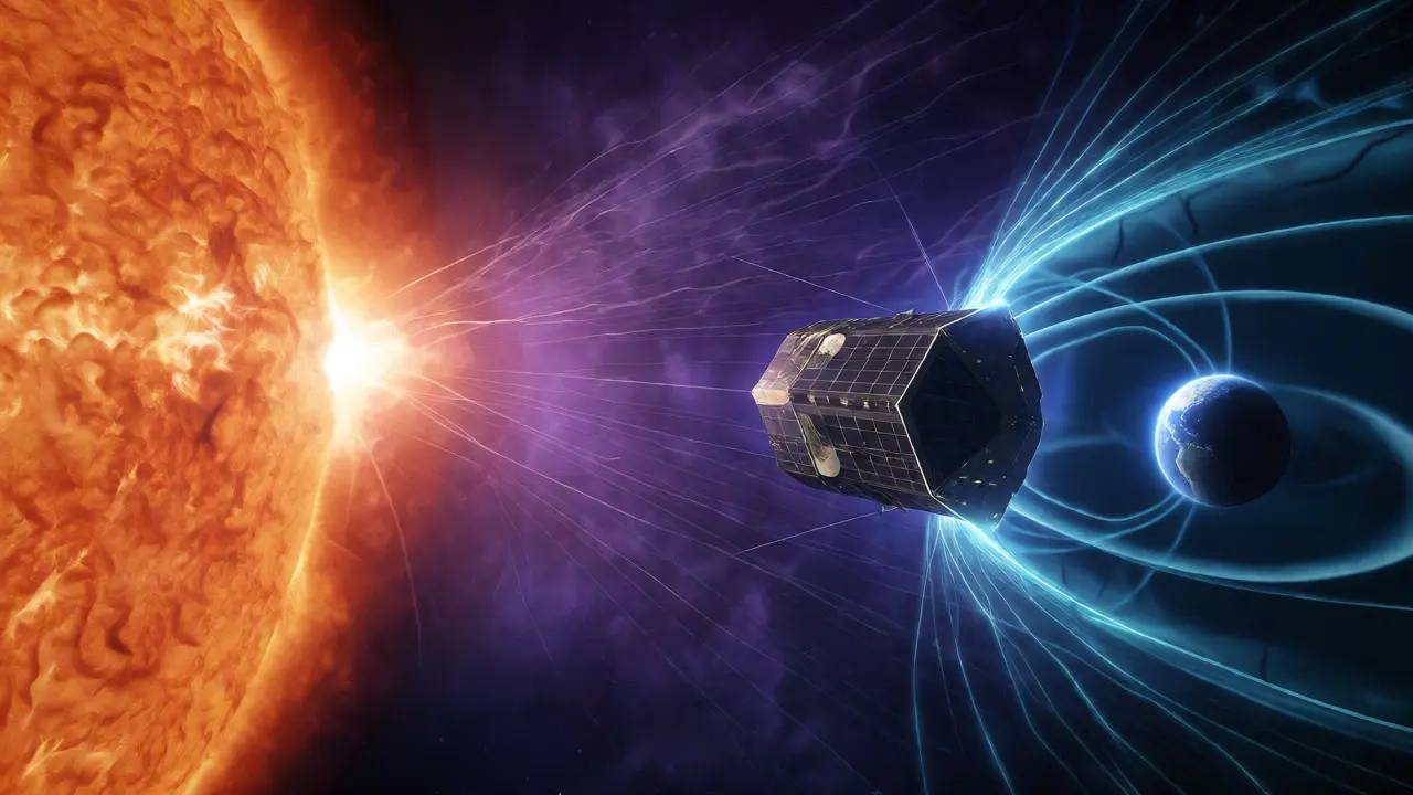 DSCOVR satellite intercepting solar wind before it reaches Earth's magnetosphere